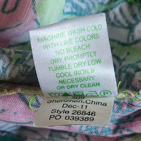 Lilly Pulitzer Retro Butterfly Shift Dress Pink + Green Lace Trim Sleeveless 8 - Picture 14 of 15